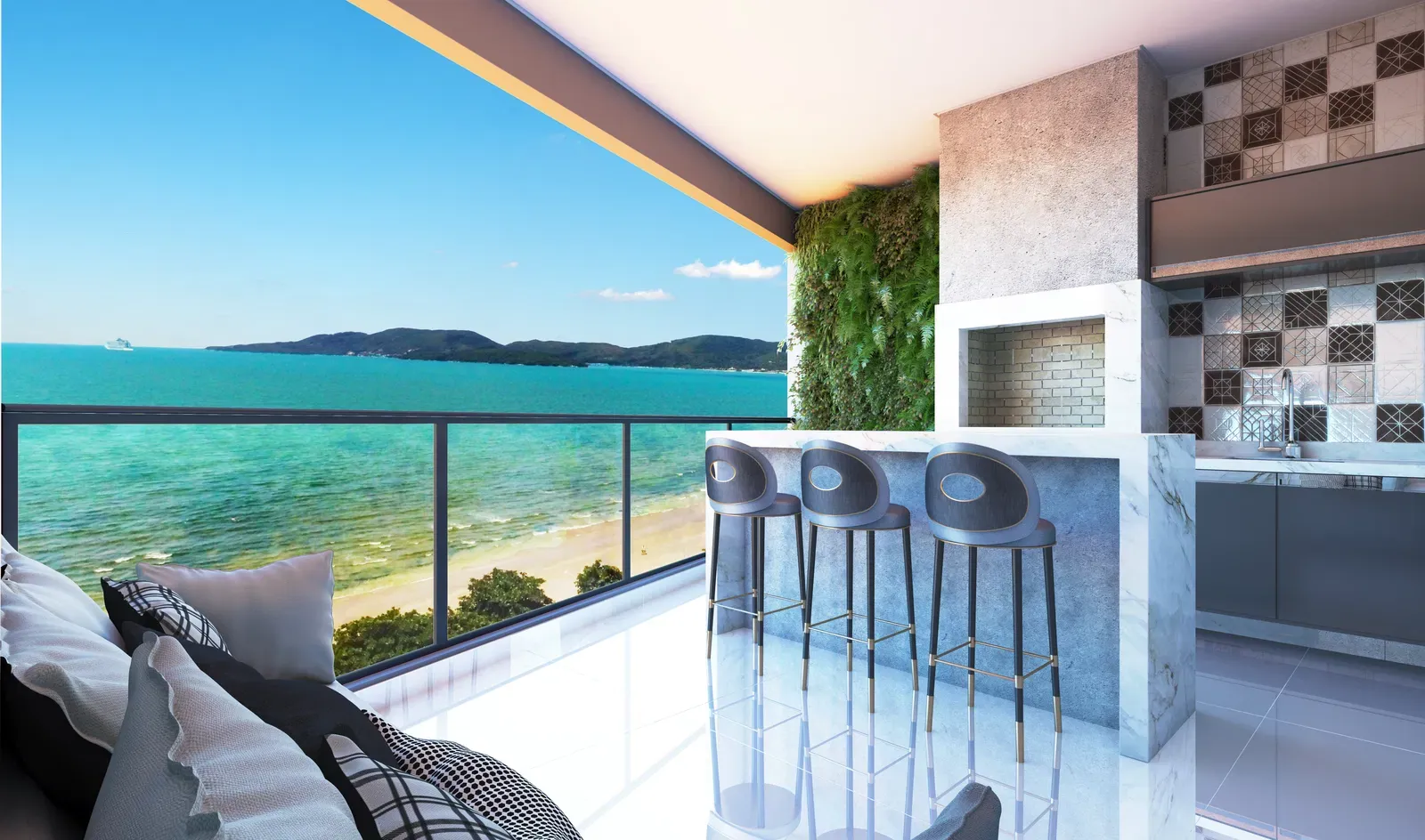 Magnifique - Sacada com vista mar